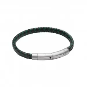 Image of Black Forest Green Plated Recycled Leather Bracelet Steel Clasp Bracelet B5375