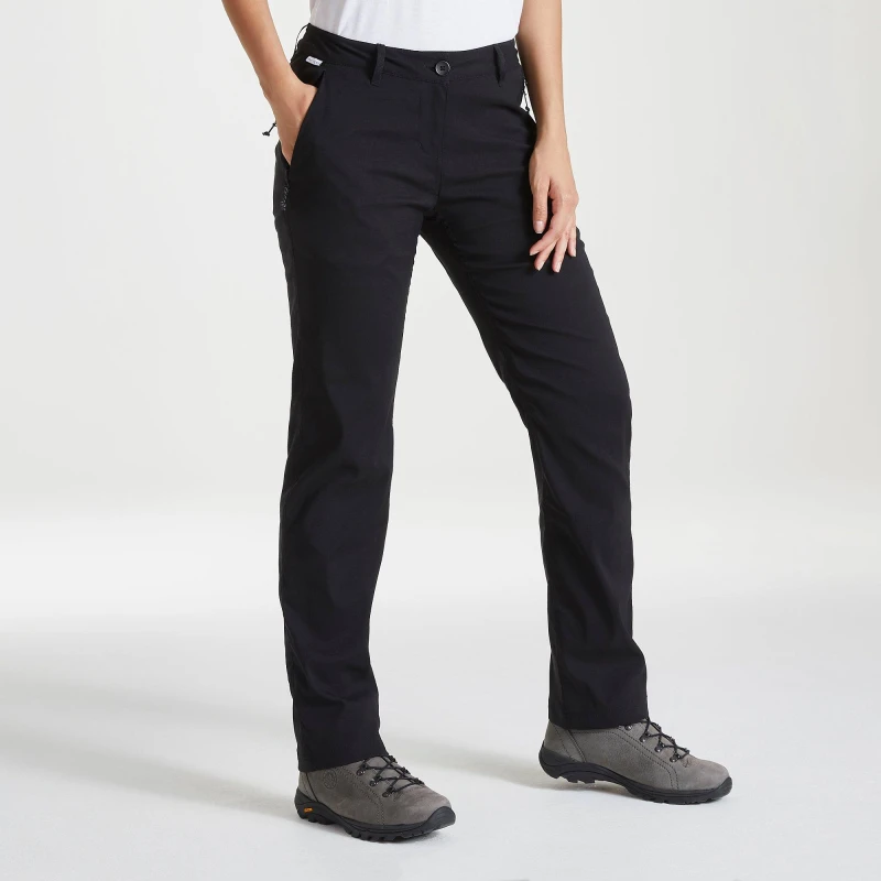 Image of Craghoppers Womens KiwiPro Lined Polyamide Walking Trousers 18R - Waist 34' (86cm), Inside Leg 31' Black CWJ1282-800-18R