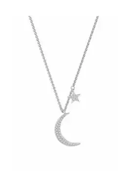 Image of Simply Silver Sterling Silver 925 Crescent Pendant Necklace, Silver, Women