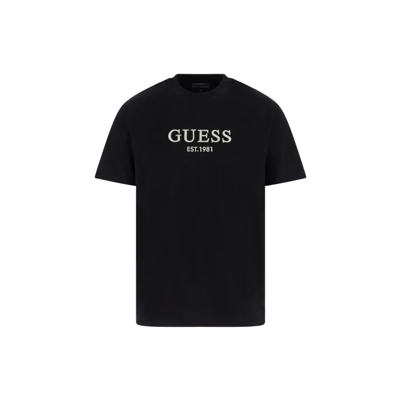 Image of Guess Round neck T-Shirt Guess Embroidery Logo Noir Male L