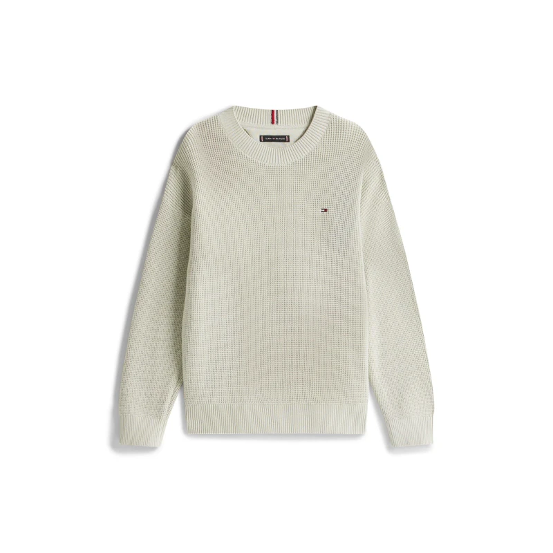 Image of Tommy Hilfiger Kids Small Flag Knitted Crew Neck Jumper Misty Sage M1C male 8Y