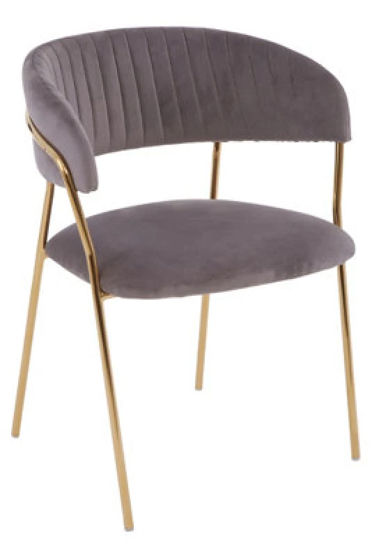 Image of Orsina Soft Mink Velvet Dining Chair, Modern Dining Armchair, Mink And Gold Luxury Dining Chair For Home, Lounge
