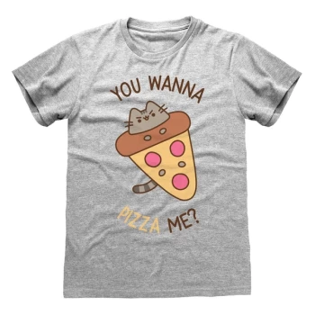 Image of Pusheen - You Wanna Pizza Me Unisex XX-Large T-Shirt - Grey