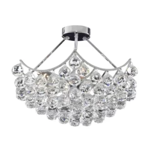 Image of Sassari 5 Light Ceiling Semi Flush Light Chrome with Crystals, E14