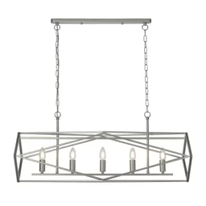Image of Chassis 5 Light Satin Silver Bar Candle Ceiling Pendant