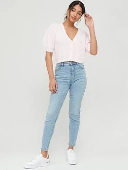 Image of PIECES High Waist Comfort Fit Mom Jean - Blue Size M, Women