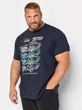 Image of BadRhino Badrhino Classsic Car Retro T-Shirt Navy, Blue, Size 2XL, Men