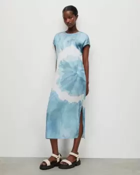 Image of AllSaints Etta Mariana Silk Blend Tie Dye Dress