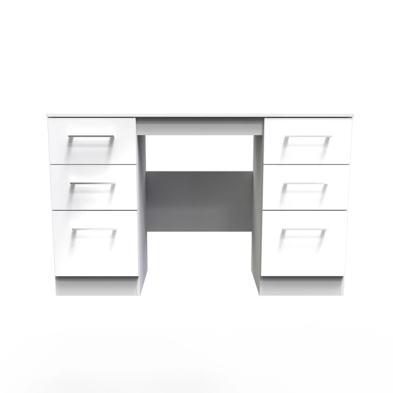 Image of Chester Double Pedestal Desk In White (Ready Assembled)