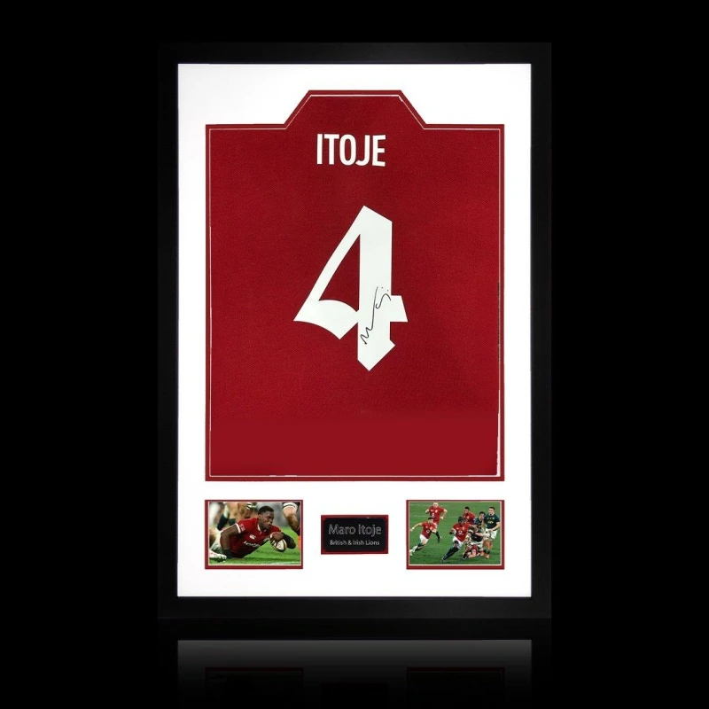 Image of The Fan Cave Maro Itoje Signed British & Irish Lions 2025 Shirt Red unisex 850x600mm