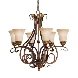 Image of 6 Light Multi Arm Chandelier Aged Tortoise Shell Finish, E27