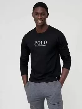Image of Polo Ralph Lauren Logo Long Sleeve Lounge T-Shirt - Black, Size XL, Men