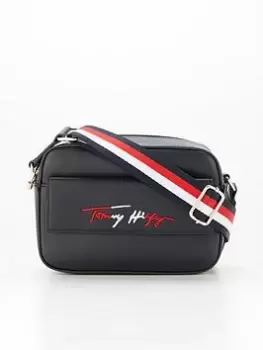 Image of Tommy Hilfiger Leather Camera Bag - Navy, Women