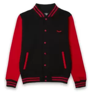 Image of The Batman The Bat Embroidered Varsity Jacket - Black/Red - M