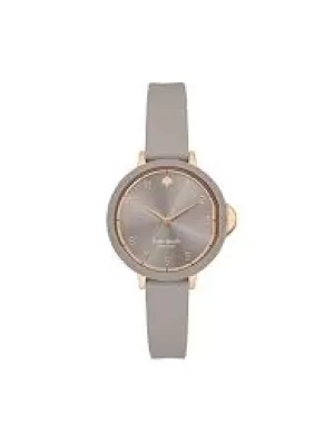 Image of Kate Spade New York Womens Park Row Three-Hand Warm Taupe Silicone Watch - Gray