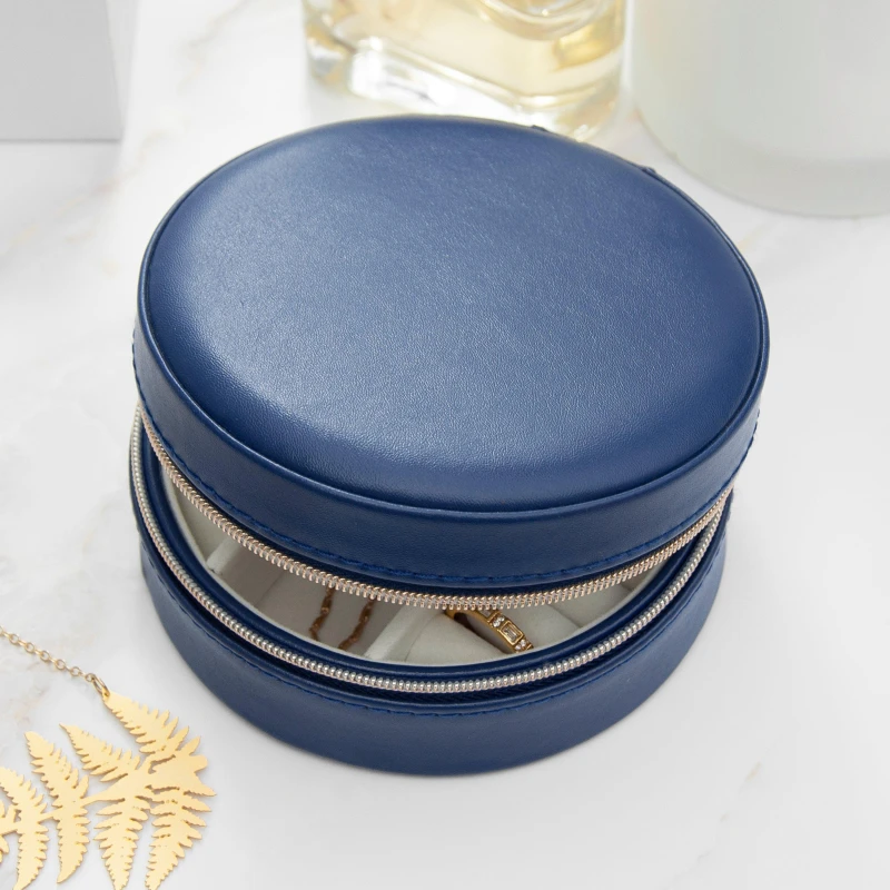 Image of Treat Republic Round Jewellery Case Navy