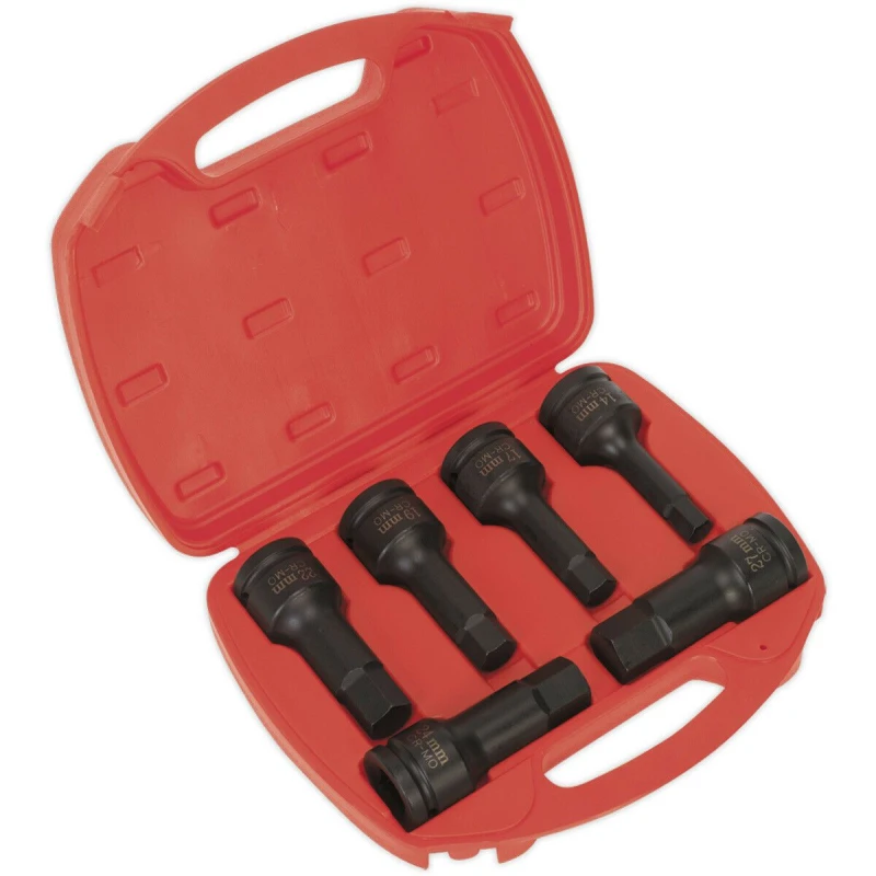 Image of Loops 6 Piece Impact Hex Socket Bit Set - 3/4" Square Drive - Chromoly Steel Metallics