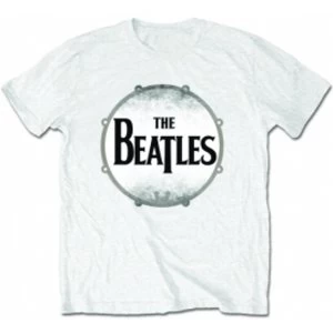 Image of The Beatles Drumskin White T Shirt: Medium