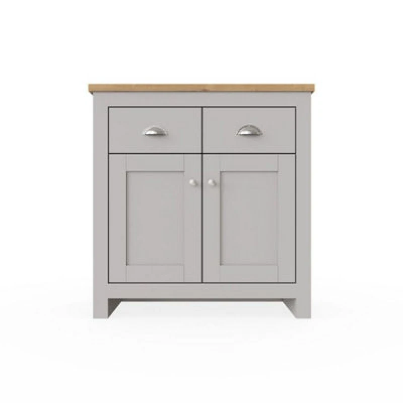 Image of Timber Art Design Lisbon Compact 2 Doors 2 Drawer Sideboard Storage Cabinet Cupboard Light Grey