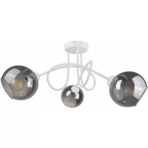 Image of Keter Ring Multi Arm Semi Flush Ceiling Light White, 70cm, 3x E27
