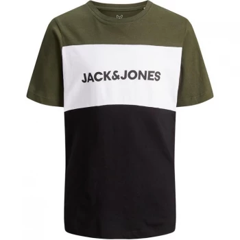 Image of Jack and Jones & Jones Logo Blocking T-Shirt - Forest Night