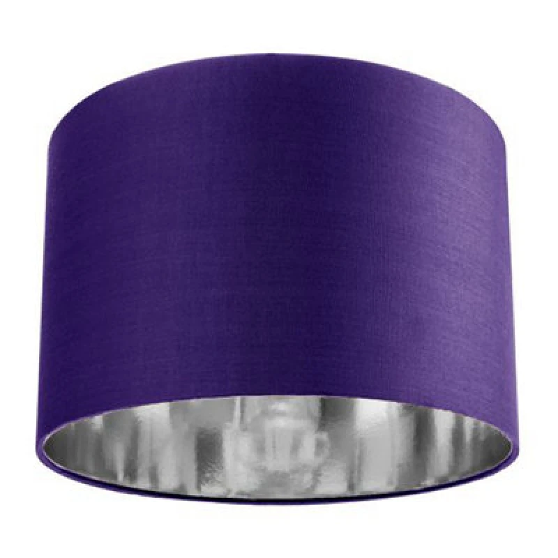 Image of Happy Homewares Contemporary Purple Cotton 12 Table/pendant Lamp Shade With Shiny Silver Inner