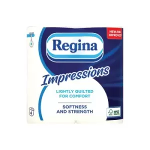Image of Regina Toilet Tissue Impressions 3-Ply White Pack of 4 HOREG003