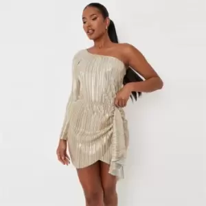 Image of Missguided Drape Mini Skirt Plisse - Gold