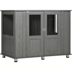 Image of Dog Crate Kennel Cage for Extra Large Dog, Indoor End Table, Grey - Grey - Pawhut