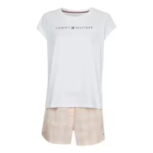 Image of Tommy Bodywear Short Sleeve Woven T Shirt Pyjama Set - Pink