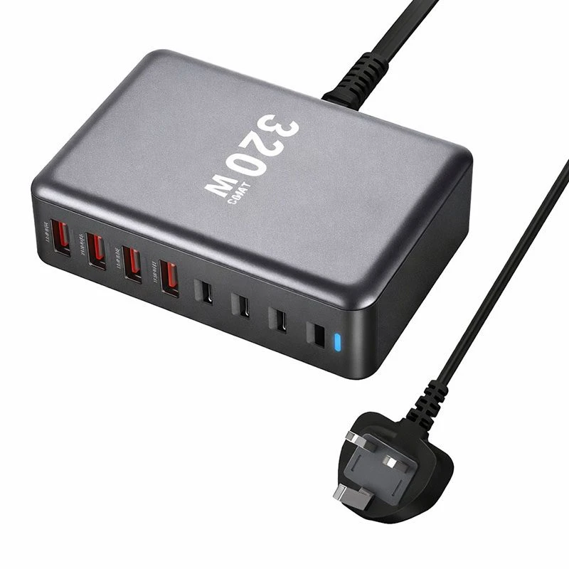 Image of FDL 8 PORT 4X USB A QC3 & 4X USB-C PD CHARGER - 320W