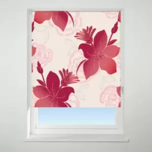 Image of Universal Patterned Lily Red Blackout Roller Blind Red
