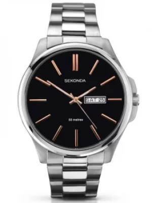 Image of Sekonda Mens Black Stainless Steel Bracelet Watch 1097