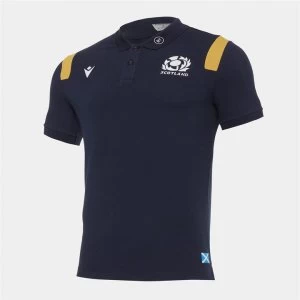 Image of Macron Scotland Polo Shirt Mens - Navy/Gold