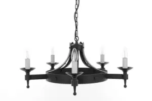 Image of Saxon 5 Light Matt Black Ceiling Pendant Light