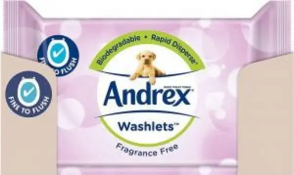 Image of Andrex Fragrance Free Washlets 36 Wipes