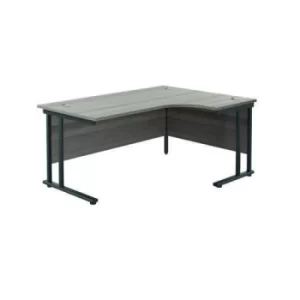 Image of Jemini Radial Right Hand Double Upright Cantilever Desk 1800x1200x730mm Grey Oak/Black KF803812