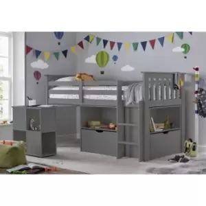 Image of Bedmaster - Milo Sleep Station Desk Storage Kids Bed Grey With Memory Foam Mattress