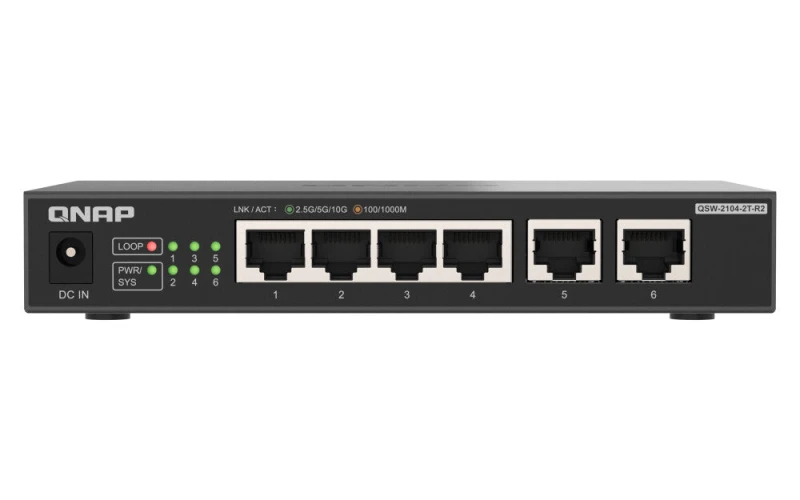 Image of QNAP QNAP QSW-2104-2T-R2 network switch Unmanaged 10G Ethernet (100/1000/10000) Desktop Black QSW-2104-2T-R2