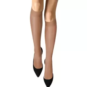 Image of Cindy Womens/Ladies Micromesh Knee Highs (1 Pair) (One Size (UK Shoe 3-8)) (American Tan)