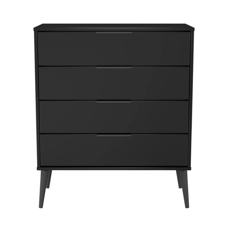 Image of Hong Kong Ready Assembled Matt Black 4 Drawer Wide Chest (H)885mm (W)765mm (D)415mm