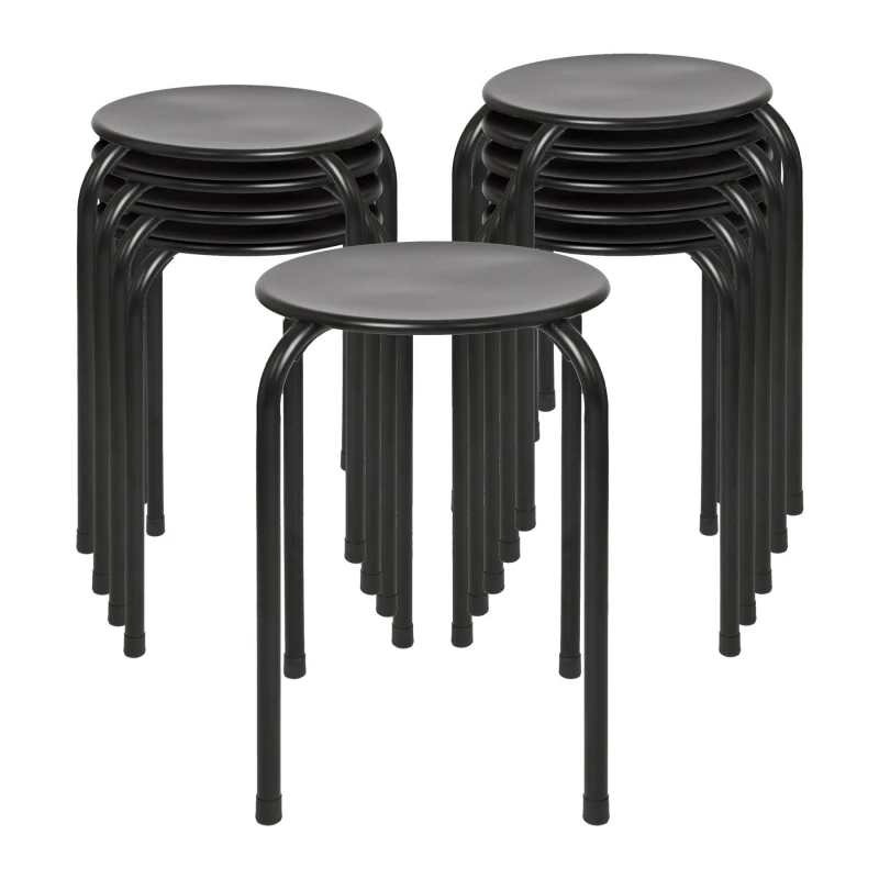 Image of Harbour Housewares Metal Stacking Stools - Matt Black - Pack of 10 Black Unisex