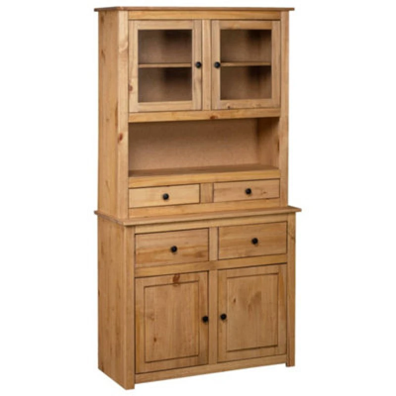 Image of vidaXL Solid Wood Pine Panama Range Highboard Solid Wooden Furniture Cabinet