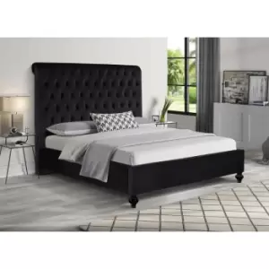 Image of Fiona Upholstered Beds - Plush Velvet, Double Size Frame, Black - Black