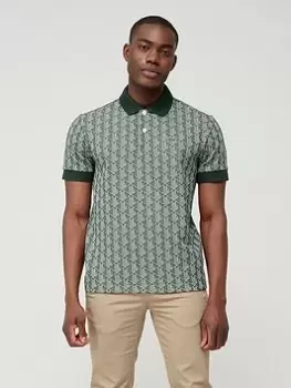 Image of Lacoste Lacoste Jacquard Textured Polo Shirt, Green, Size 2XL, Men