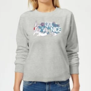 Image of Looney Tunes Its Cool To Be Nice Womens Christmas Sweatshirt - Grey - L