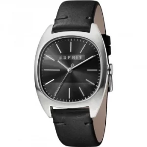 Image of Esprit Infinity Mens Watch featuring a Black Leather Strap and Black Dial