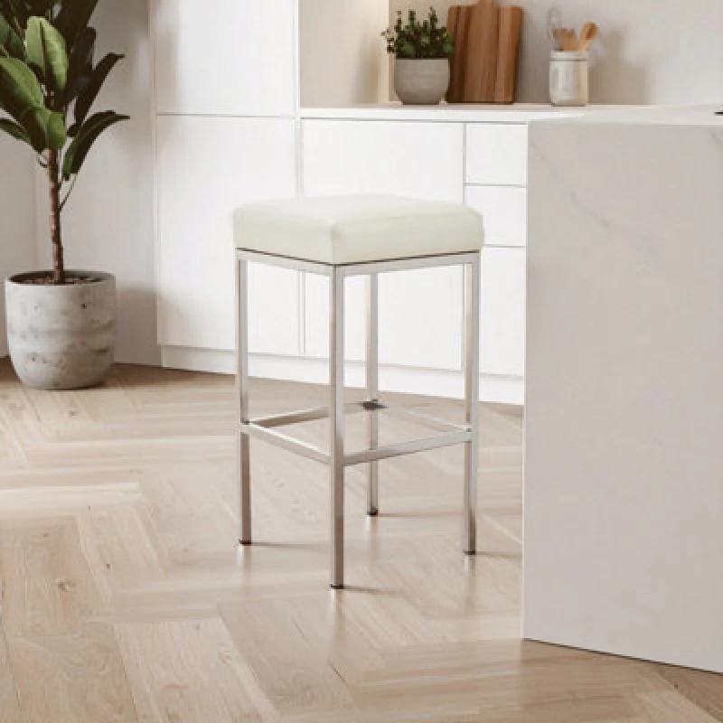 Image of Premier Housewares Interiors by Premier Baina Pu Finish Bar Chair White