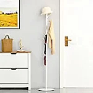Image of Homcom Freestanding Coat Rack Stand with 6 Hooks White