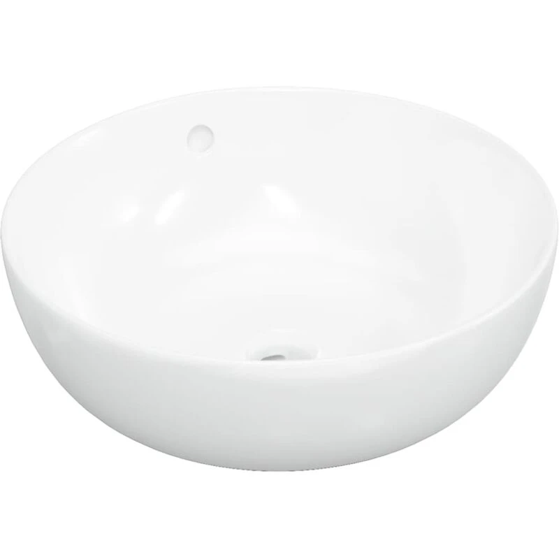 Image of vidaXL Wash Basin White 44x17cm Ceramic Round, White 153342